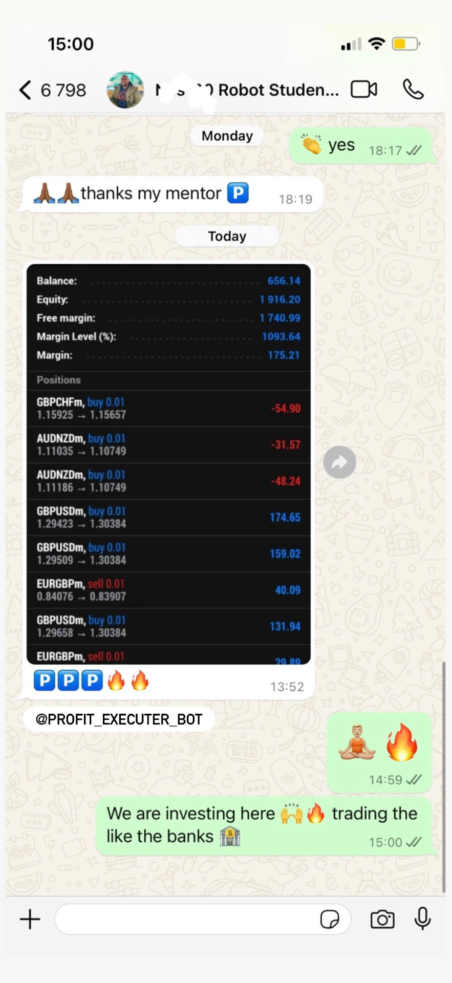 Profit Executer PRO live client result